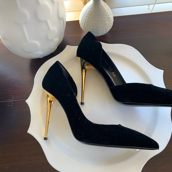 Tom Ford Shoes - Tom Ford evening velvet d’orsay pump gold heel